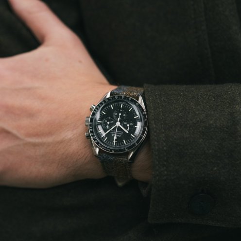 Boundary Layer Studio Signature Aberdeen strap on Omega Speedmaster Professional, on wrist