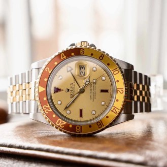 Rolex GMT-Master II Root Beer ref. 16713 with serti dial