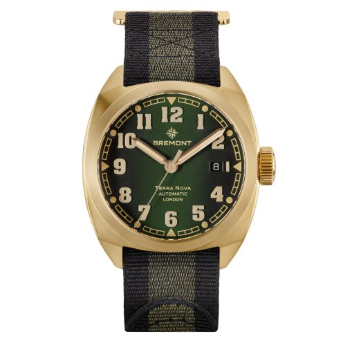 Bremont Terra Nova 40.5mm Date Bronze Green on fabric strap