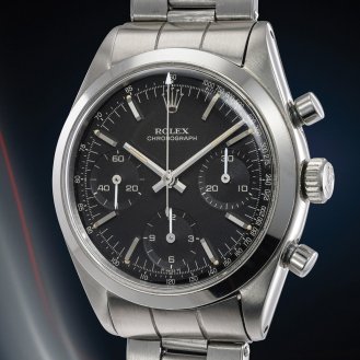 steel Rolex Chronograph ref. 6238 "Pre-Daytona" with black dial and Oyster bracelet