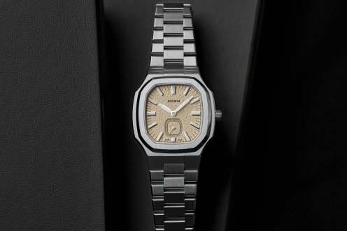 beige-dial Maen Manhattan 37 Ultra-Thin head on